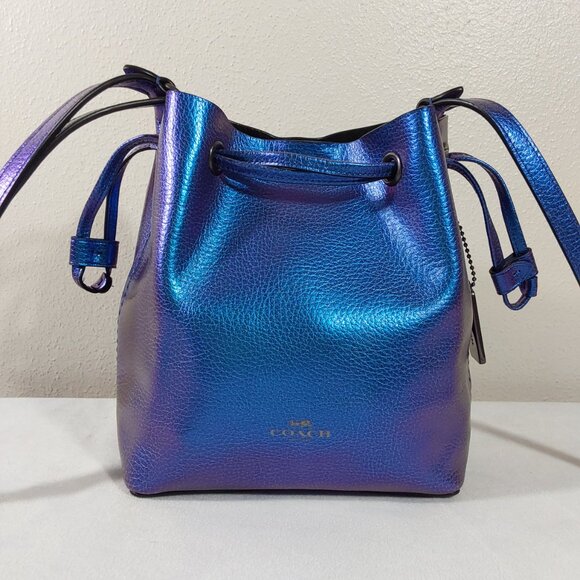 ULTRA RARE! Coach Leather Hologram Iridescent Derby Bucket Bag Great Condition - Picture 3 of 10